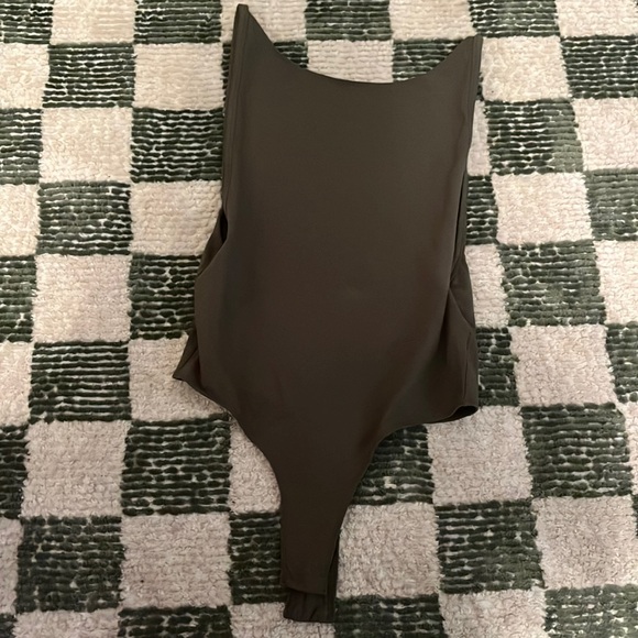 PAXTON olive green open back bodysuit - Picture 1 of 4